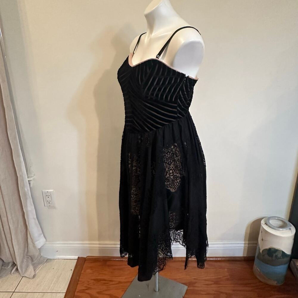 Free People Dark Fairy Midi Dress sz 8 Black Whimsigoth Velvet burnout dress - Picture 5 of 10